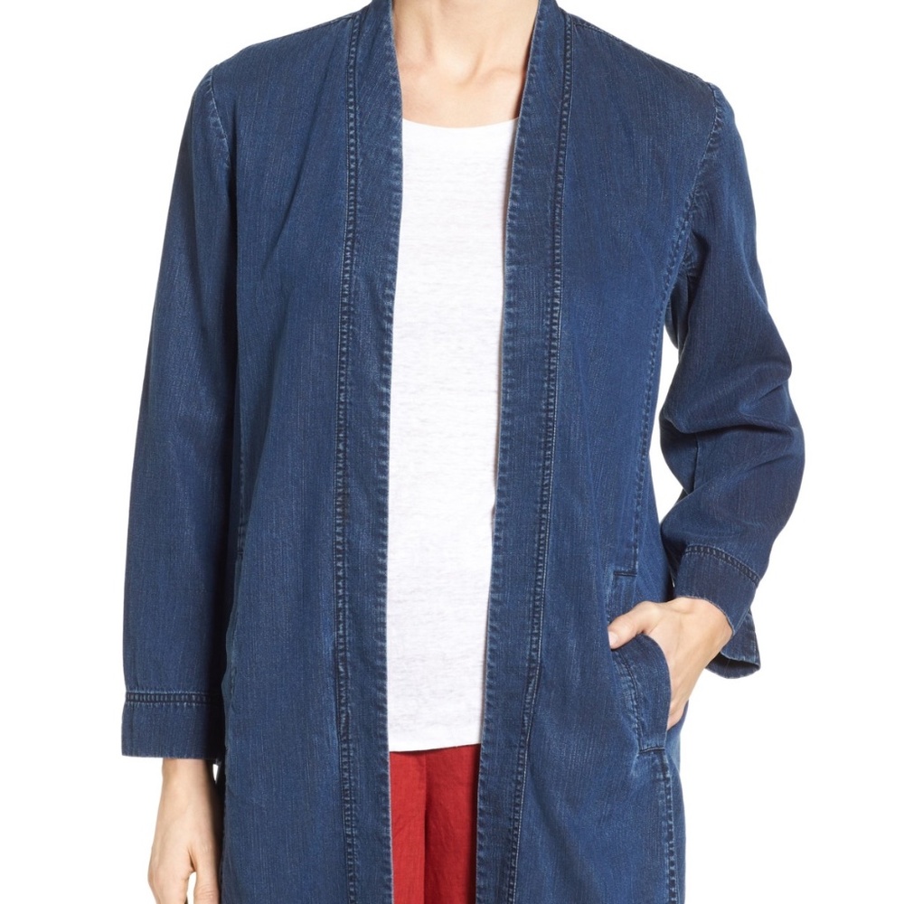 Eileen Fisher Denim Shawl Collar Jacket